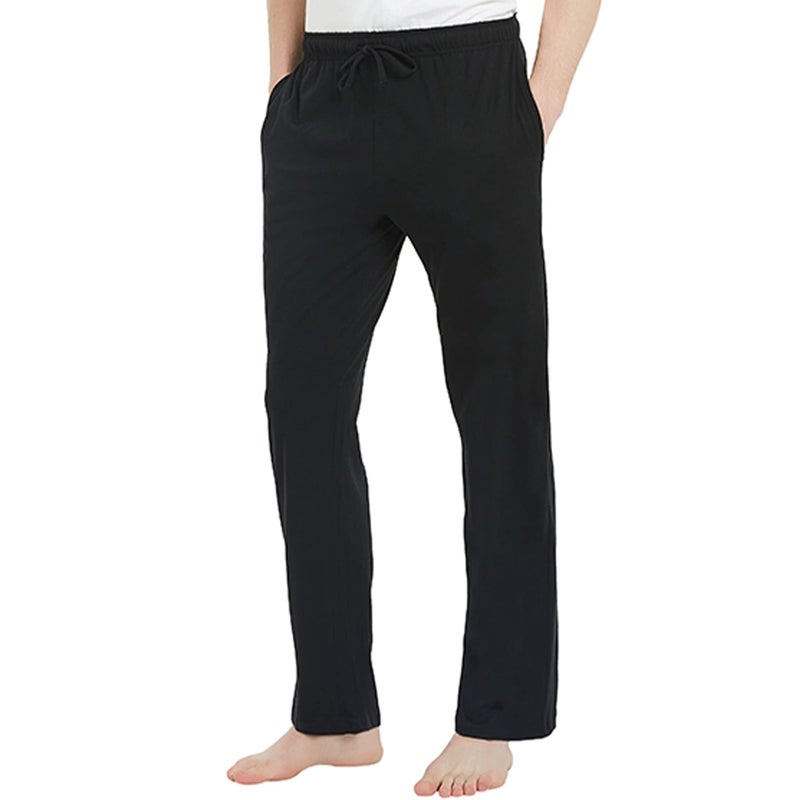 U2SKIIN Mens 100% Cotton Pajama Pants, Lightweight Soft Lounge Pant with Pockets Sleep Pj Bottoms for Men(Black, XL) - Image 2