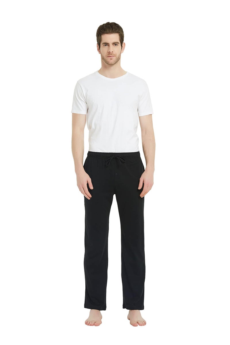 U2SKIIN Mens 100% Cotton Pajama Pants, Lightweight Soft Lounge Pant with Pockets Sleep Pj Bottoms for Men(Black, XL) - Image 5