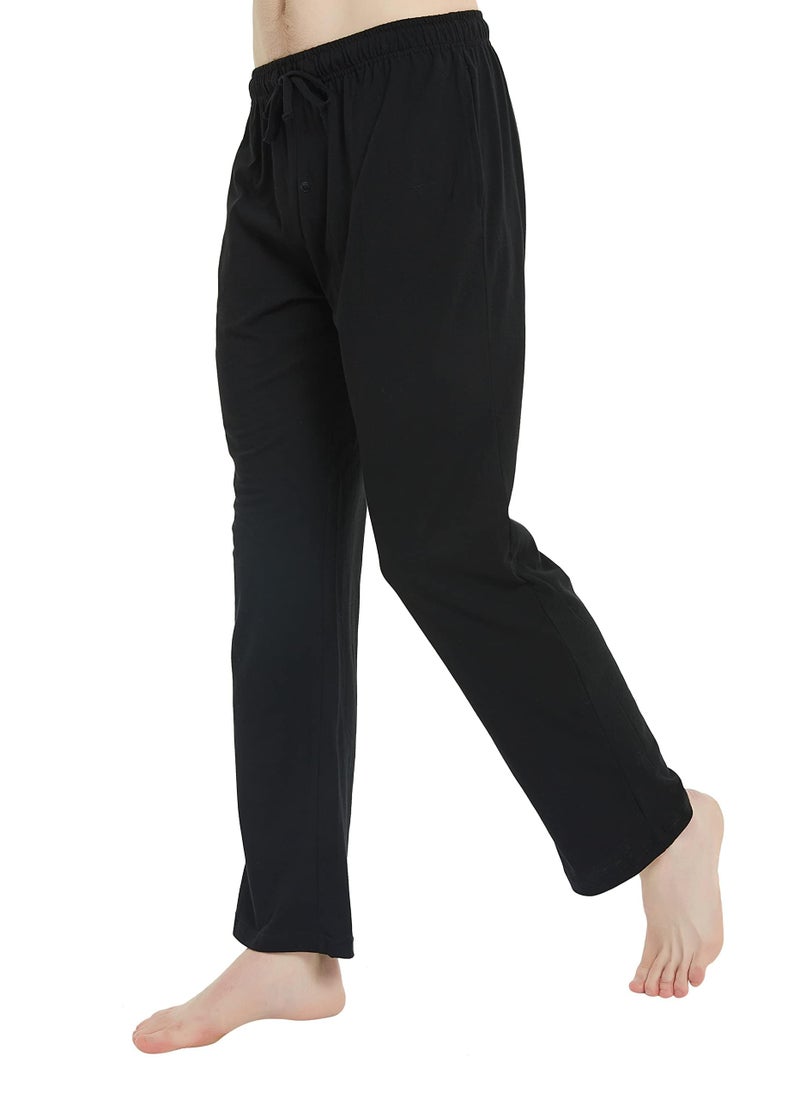 U2SKIIN Mens 100% Cotton Pajama Pants, Lightweight Soft Lounge Pant with Pockets Sleep Pj Bottoms for Men(Black, XL) - Image 4