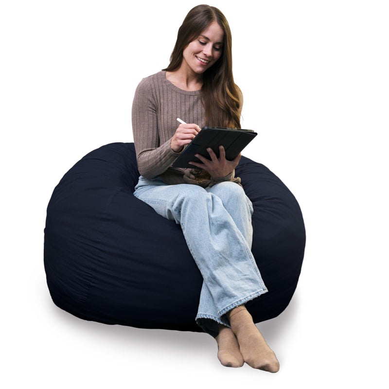 Big Joe Fuf Medium Foam Filled Bean Bag Chair with Removable Cover, Cobalt Lenox, Durable Woven Polyester, 3 feet Big - Image 1