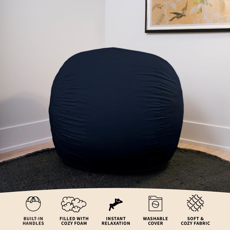 Big Joe Fuf Medium Foam Filled Bean Bag Chair with Removable Cover, Cobalt Lenox, Durable Woven Polyester, 3 feet Big - Image 3