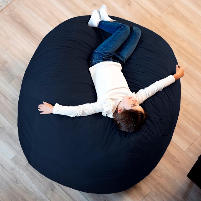 Big Joe Fuf Medium Foam Filled Bean Bag Chair with Removable Cover, Cobalt Lenox, Durable Woven Polyester, 3 feet Big - Image 5