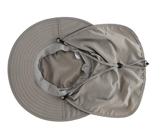 Connectyle Kids Bucket Sun Hat Wide Brim Breathable Fishing Hat Summer Safari Flap Hat Light Grey - Image 3