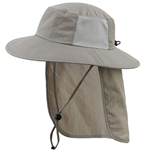 Connectyle Kids Bucket Sun Hat Wide Brim Breathable Fishing Hat Summer Safari Flap Hat Light Grey - Image 1