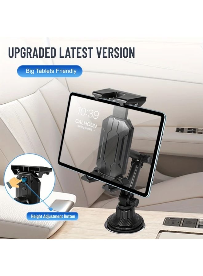 2 In 1 Adjustable Car Cup Holder Mount For 4 14 Tablets And Smartphones ABS Material Stable Base Universal Vehicle Fit Black - Image 4