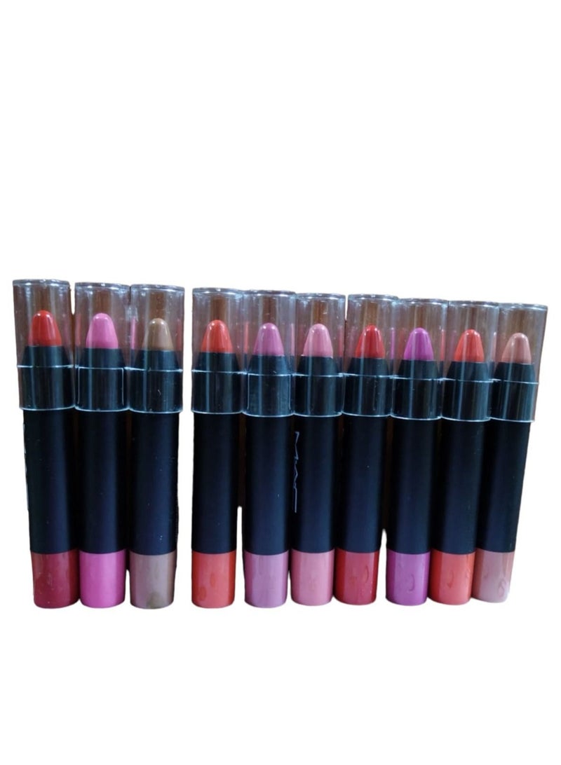 Generic Lip Stick 10 Colors Set for Girls With Lip Balm And Protection From Cracks  - Image 1