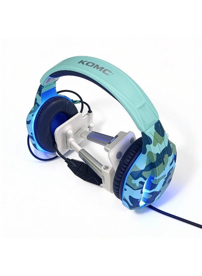 كومك سماعة ألعاب KOMC G312 بإضاءة LED للكمبيوتر – تصميم عسكري (Camouflage) - Image 3