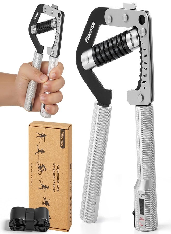Fitense Grip Strength Trainer - Adjustable Hand Gripper Strengthener 8 Levels 50-225 lbs with Counter, Hand Grip Exerciser Wrist Strengtheners, Forearm, Finger & Hand Strength Training for Athletes, Climbers & Rehabilitation - Image 1