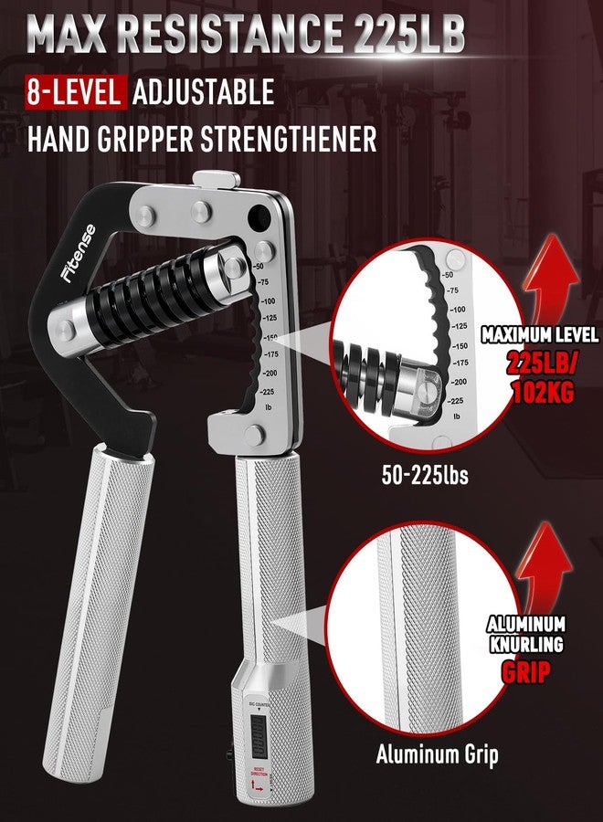 Fitense Grip Strength Trainer - Adjustable Hand Gripper Strengthener 8 Levels 50-225 lbs with Counter, Hand Grip Exerciser Wrist Strengtheners, Forearm, Finger & Hand Strength Training for Athletes, Climbers & Rehabilitation - Image 3