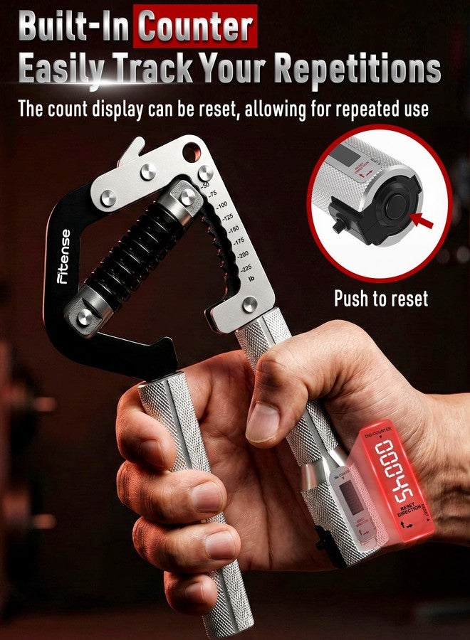 Fitense Grip Strength Trainer - Adjustable Hand Gripper Strengthener 8 Levels 50-225 lbs with Counter, Hand Grip Exerciser Wrist Strengtheners, Forearm, Finger & Hand Strength Training for Athletes, Climbers & Rehabilitation - Image 5