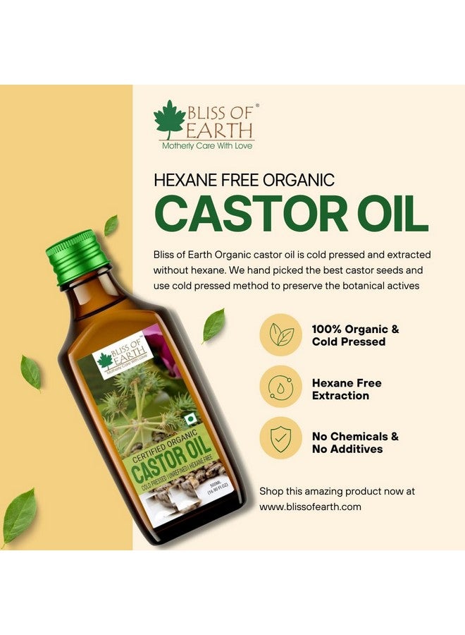 BLISS OF EARTH نعيم الأرض 2x500مل زيت الخروع العضوي المعتمد لنمو الشعر، معصور على البارد وخالي من الهكسان (زجاجة بلاستيكية) - Image 2