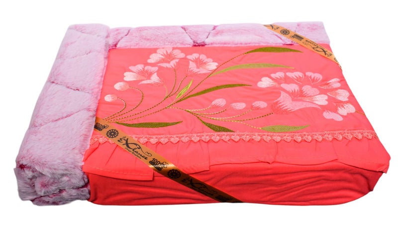 Bed Sheet Set, Sheet 240x260 cm, Pillow 160x45 cm, 2 Pillowcases 60x75 cm, Velvet - Fuchsia - Image 3
