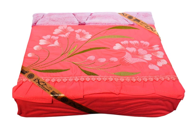 Bed Sheet Set, Sheet 240x260 cm, Pillow 160x45 cm, 2 Pillowcases 60x75 cm, Velvet - Fuchsia - Image 2