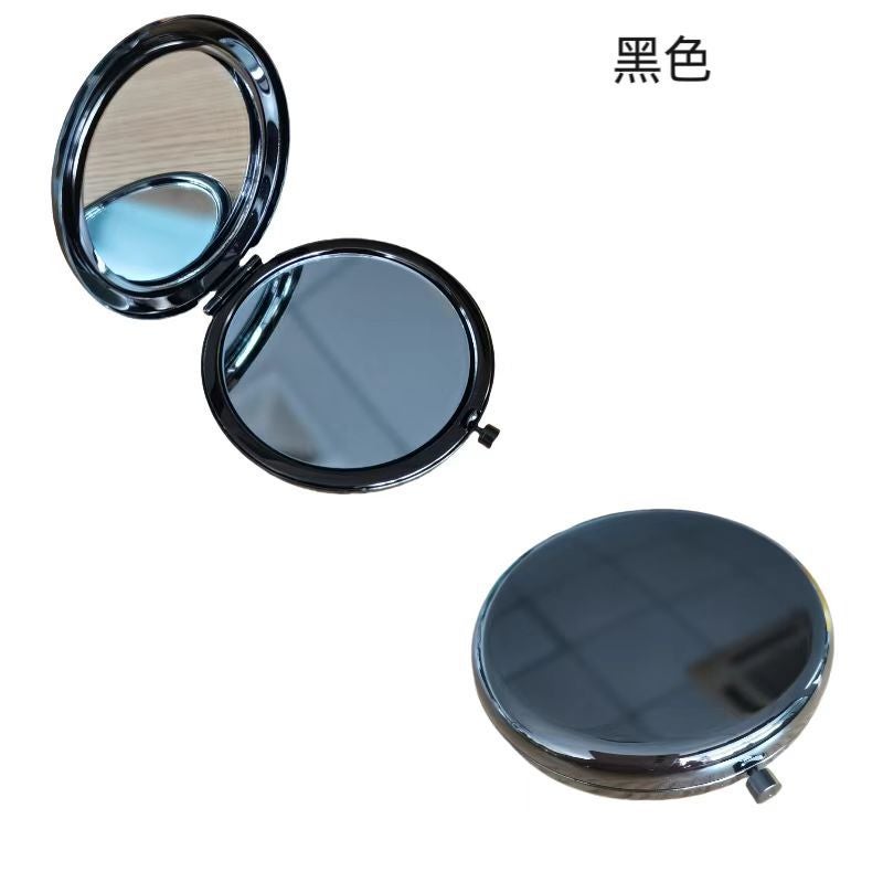 High-Grade Metal Folding Double Light Small Mirror Can Be Engraved Logo Carry-On Handheld Portable Cosmetic Mirror - Image 4
