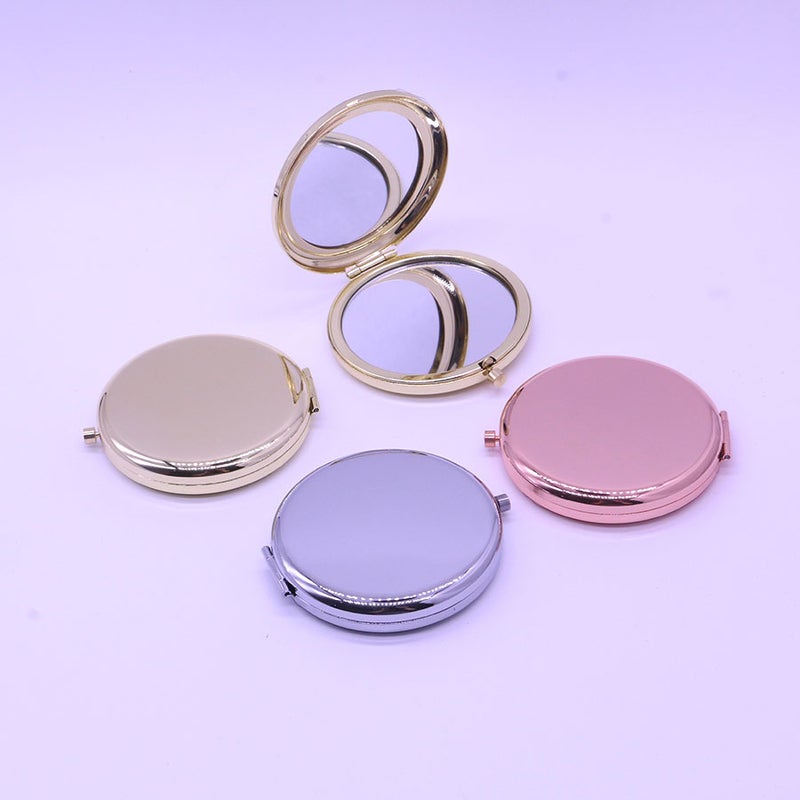 High-Grade Metal Folding Double Light Small Mirror Can Be Engraved Logo Carry-On Handheld Portable Cosmetic Mirror - Image 5