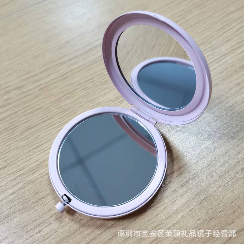 High-Grade Metal Folding Double Light Small Mirror Can Be Engraved Logo Carry-On Handheld Portable Cosmetic Mirror - Image 3