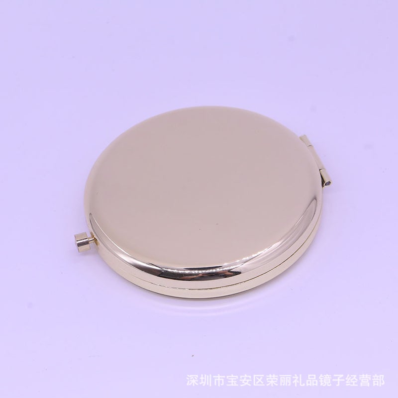 High-Grade Metal Folding Double Light Small Mirror Can Be Engraved Logo Carry-On Handheld Portable Cosmetic Mirror - Image 1