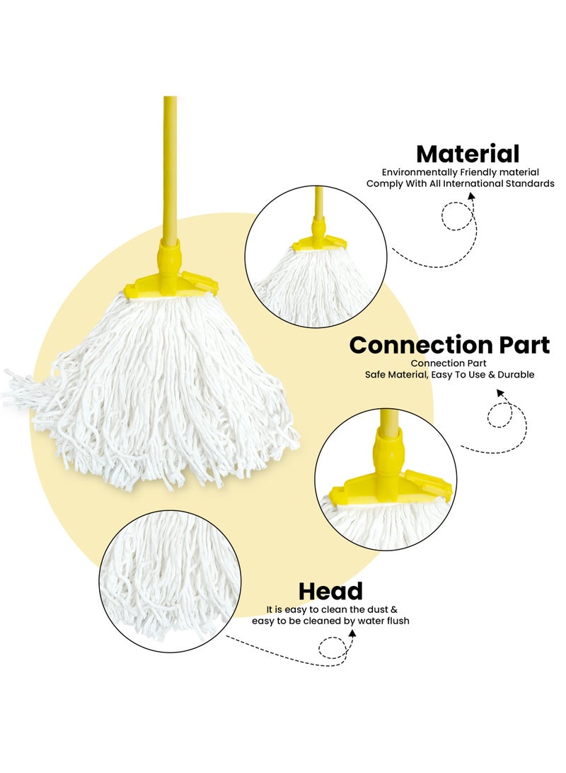 سويت هوم ممسحة قطنية من سويت هوم مع ممسحة بمقبض طويل للمنزل وغرفة المطبخ والمكتب والردهة في الأماكن المغلقة وممسحة شديدة التحمل (أصفر) - Image 2