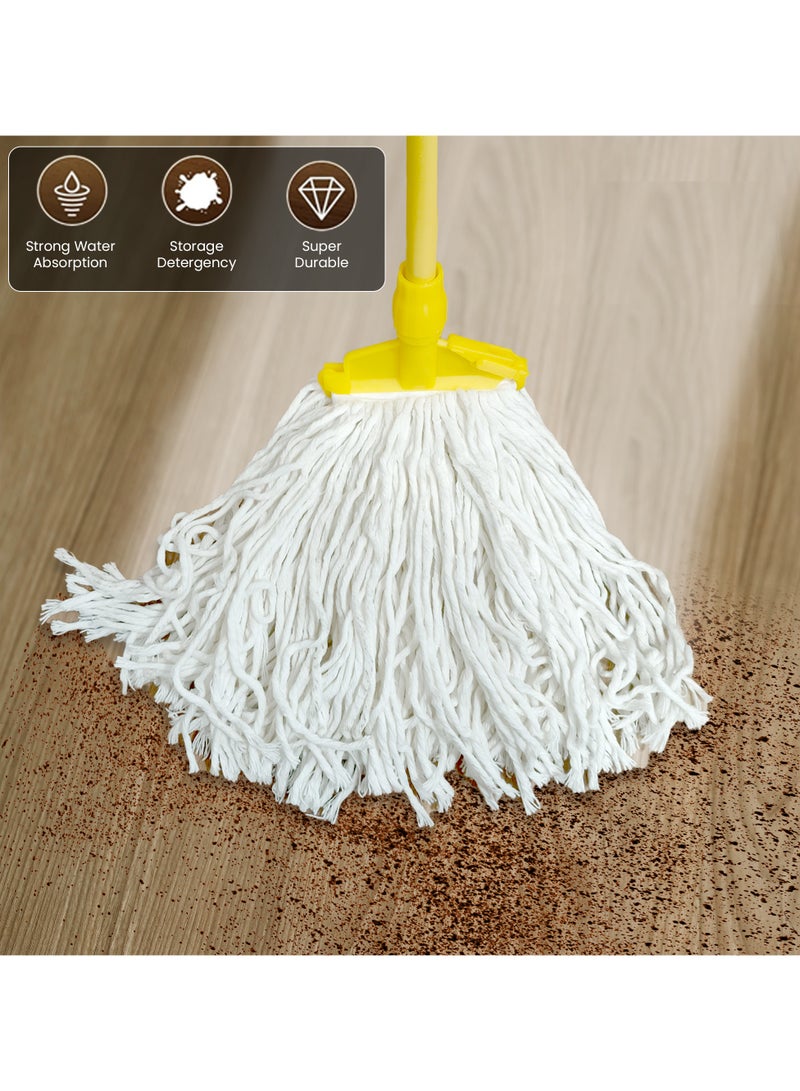 سويت هوم ممسحة قطنية من سويت هوم مع ممسحة بمقبض طويل للمنزل وغرفة المطبخ والمكتب والردهة في الأماكن المغلقة وممسحة شديدة التحمل (أصفر) - Image 5