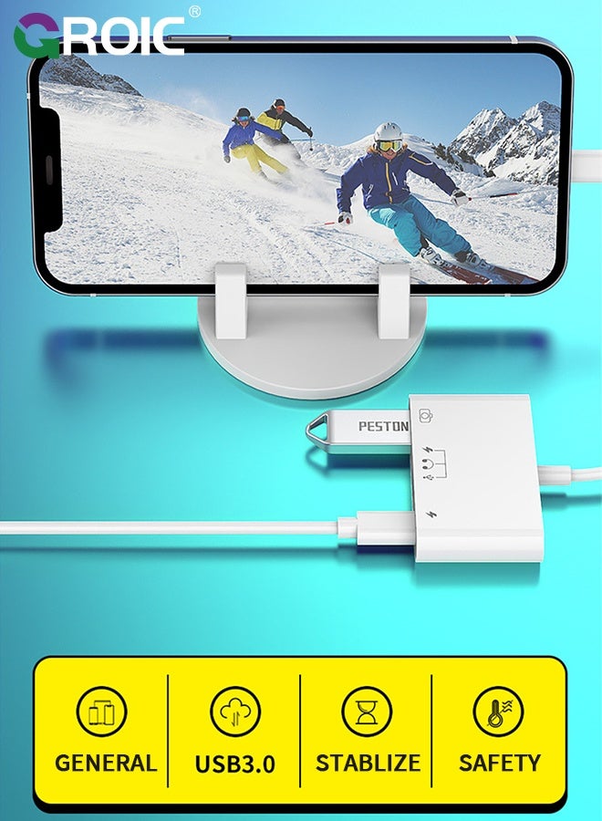 GROIC 3 in 1 for iPhone/Type-C Memory Card Reader, iPhone/Type-C to USB3.0, Type-C, iPhone, Compatible with iPhone, iPad Pro, MacBook Pro/Air, Galaxy S8 to S24  - Image 4