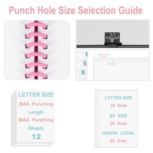 Rayson PT1202 Coil Binding Machine, 3:1 Pitch, 32 Hole Punch for Spiral & Click Binding Spines, Metal Spiral Binder Hole Punch, Punches 12 Sheets at a Time - Image 3
