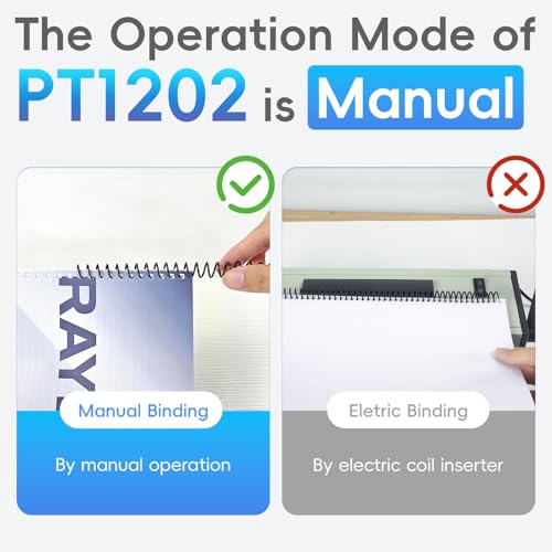 Rayson PT1202 Coil Binding Machine, 3:1 Pitch, 32 Hole Punch for Spiral & Click Binding Spines, Metal Spiral Binder Hole Punch, Punches 12 Sheets at a Time - Image 5