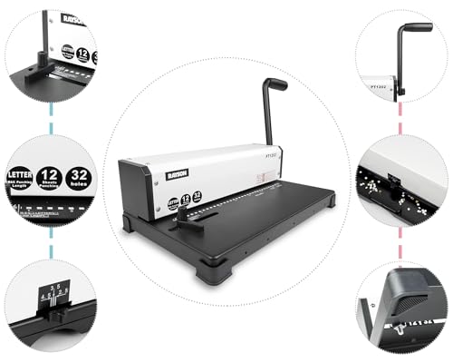Rayson PT1202 Coil Binding Machine, 3:1 Pitch, 32 Hole Punch for Spiral & Click Binding Spines, Metal Spiral Binder Hole Punch, Punches 12 Sheets at a Time - Image 4