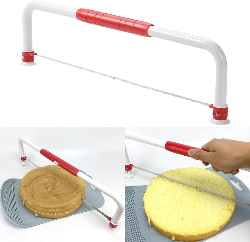 WiuCYS XL Adjustable Cake Layer Cutter Leveler Slicer for 6-16 Inch Large Layer Cakes, Stratification Auxiliary Leveling Baking Tool, Bread Slicer, Toast Cutter, Stainless Steel Food Saw - Image 1