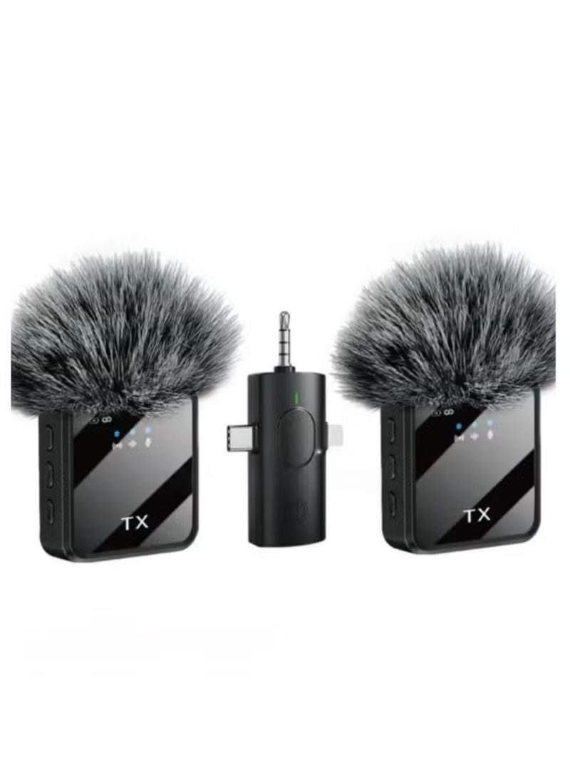 F11-2 Wireless Tie Mic with Two Microphones Compatible Android/iOS Plug-Play Mini Micro Wireless Noise Reduction for Live and Record Videos - Image 1