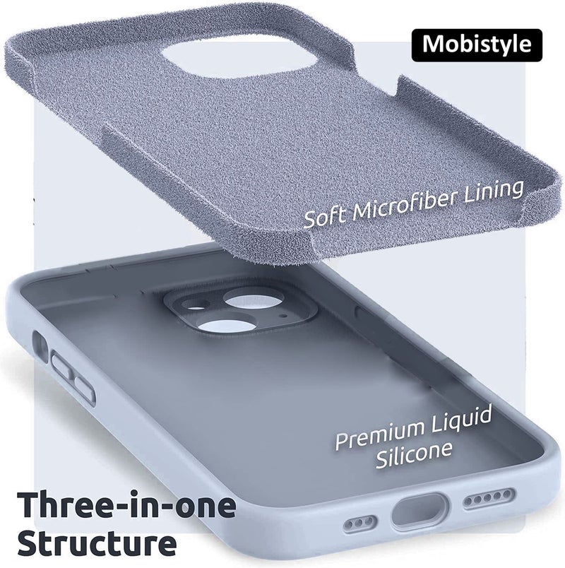 mobistyle Liquid Silicone Back Cover Case for iPhone 14 | Soft Micro-Fibre Lining Inside | Camera & Screen Protection | Shockproof Back Cover Case for iPhone 14 (Silicone, Grey) - Image 5