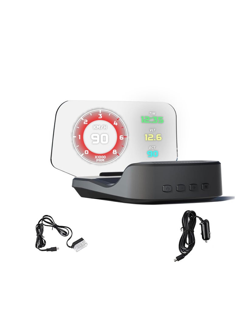 أداك ADAK Car HUD (شاشة عرض أمامية)، شاشة مزودة بوظيفة OBD+GPS، ومقياس سرعة عالي الدقة، وأداة تشخيص السيارة. تعمل على إزالة أكواد خطأ OBD لضمان القيادة الآمنة. - Image 1