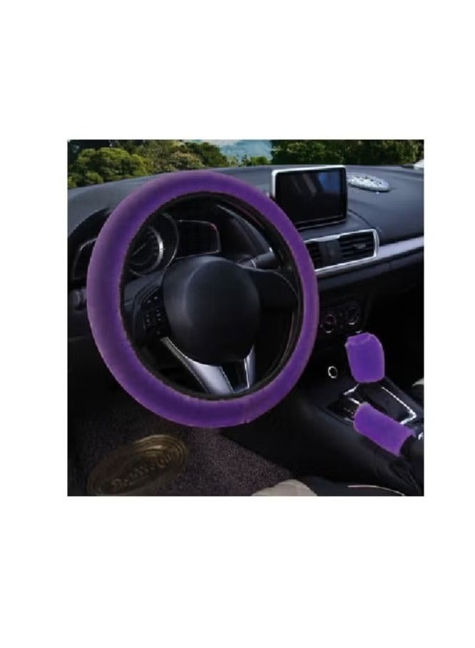 PRIMO PLUS Fluffy 3 pcs Steering Wheel / Handbrake / Gear Shift Cover