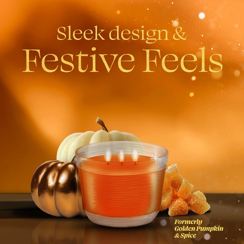 Glade 3-Wick Scented Candle Jar, Pumpkin & Ginger, Air Freshener Infused with Essential Oils, 6.8 Oz, 3 Count - Image 2