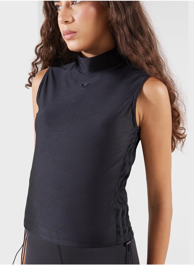 adidas Originals Ruched 3 Stripe Cropped Top  - Image 3