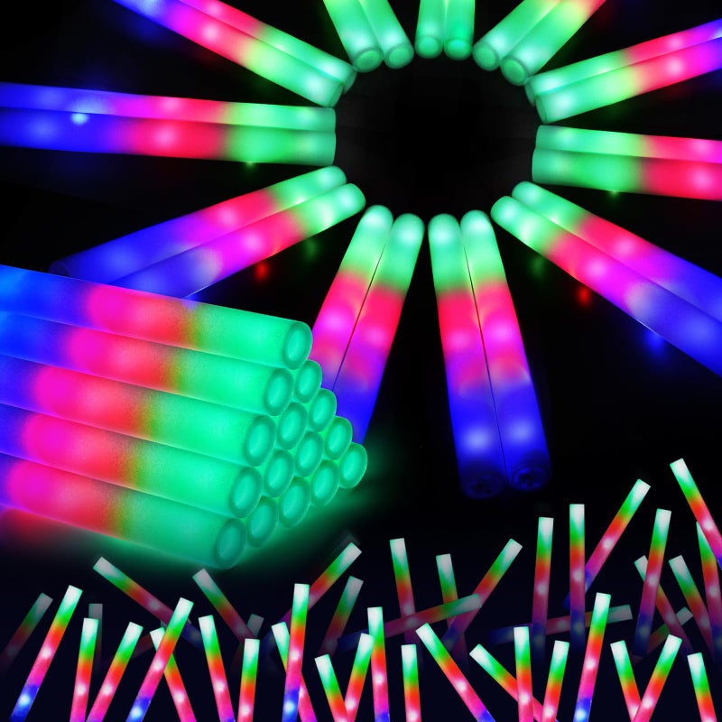 SHQDD 210 PCS Foam Glow Sticks with 3 Modes Colorful Flashing Glow in Dark Party Supplies Bulk for Wedding Raves Concert Halloween 4th of July - Image 2