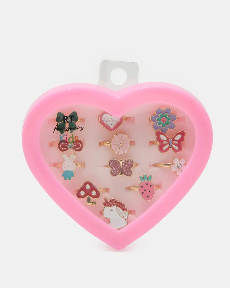 REDTAG Girls Assorted Embellished 12 Piece Ring Set