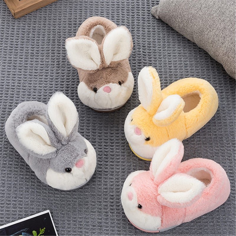 YILANLAN Women's Cute Bunny Animals Slippers Interesting Comfortable Furry Slippers Soft Plush Winter season Keep warm Home Slippers (6.5/7.5, Grey shoes, numeric_6_point_5) - Image 5