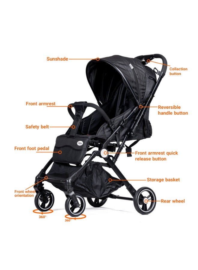 Cullar Premium Baby Stroller – Lightweight, Compact & Travel-Friendly with Adjustable Reclining Seat, Smooth Suspension, One-Hand Fold, Large Storage Basket, and Adjustable Canopy for Ultimate Comfort and Safety - Image 3