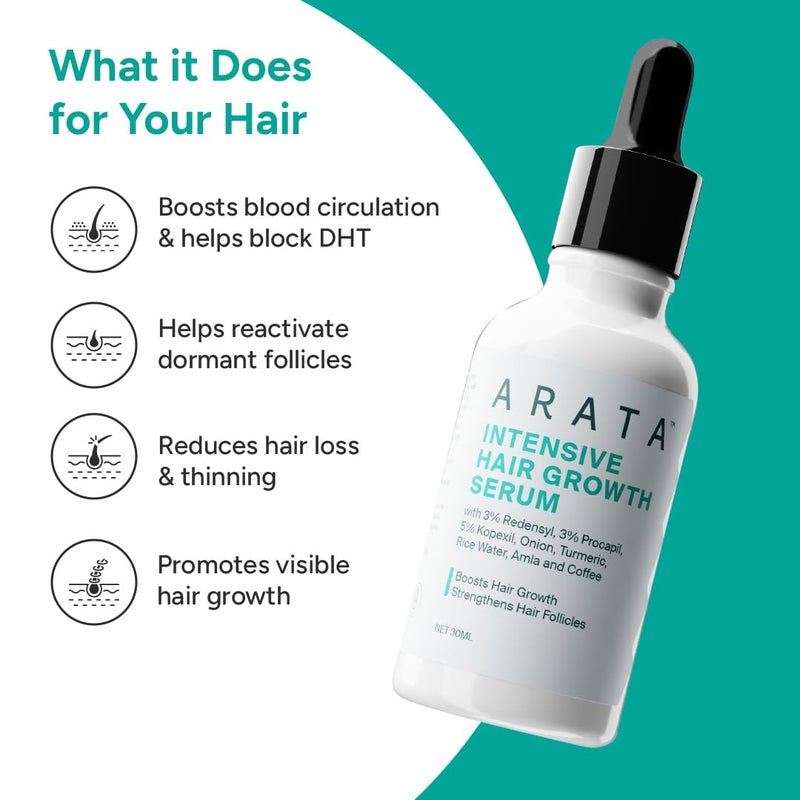 Arata Hair Growth Serum Concentrate with 3 Redensyl 3 Procapil 5 Kopexil Caffeine and Rice Water No Minoxidil Supports Hair Growth Helps Reduce Hairfall Serum For Women and Men 30 ML - Image 4