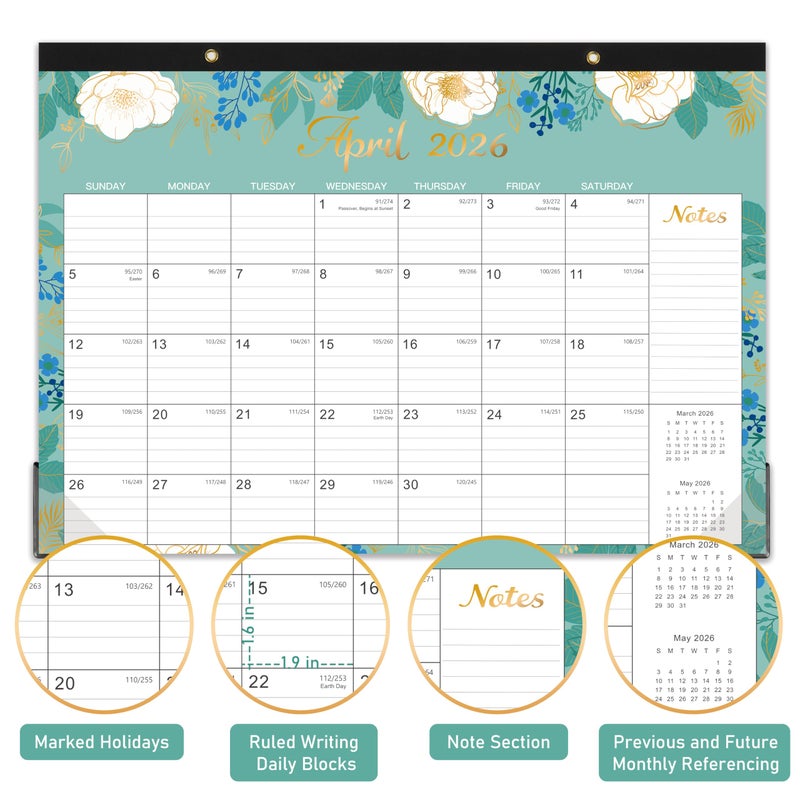 Indeme 2026 Desk Calendar - Jan. 2026 - Dec. 2026, 12 Months Large Monthly Desk Calendar 2026, 17" x 12", Desk Pad, Large Ruled Blocks, To-do List & Notes, Best Desk/Wall Calendar for Planning or Organizing - Image 4