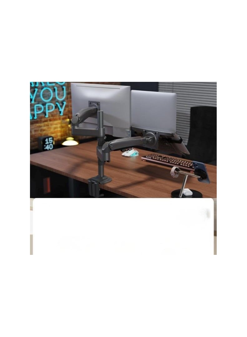 Dual Screen & Laptop Arm Mount – Adjustable Gas Spring Stand for 17–27” Monitors and 10–17” Laptops, 2-in-1 Clamp Mount, Fits VESA 75×75 / 100×100 - Image 2