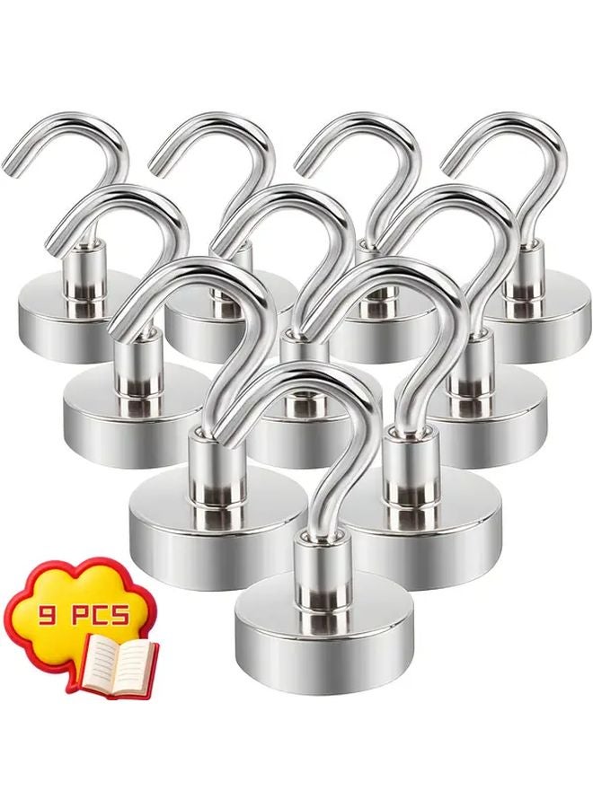 9 Pieces Heavy Duty Magnetic Hooks 22 Lbs Pull 20mm Magnet For Bathroom Kitchen - Image 2