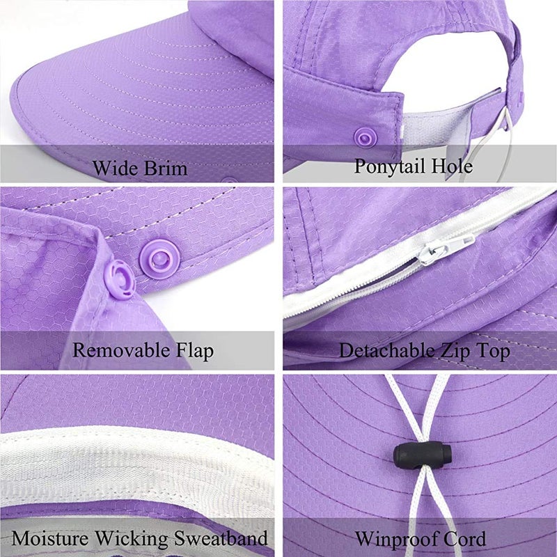 GUSTAVE ® Unisex Summer Hats with Detachable Flaps, Sun Hats for Women, Sun Protection Cap for Women, for Gardening, Beach, Boating, Fishing - Image 4