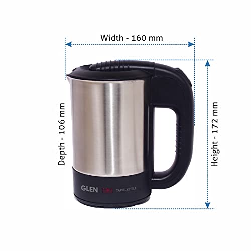 Glen Electric Travel Kettle 0.5 Litre Stainless Steel 2 Plastic Cups, Auto Shut-Off 1000 W -Silver and Black (9013), 2 Years Warranty - Image 4