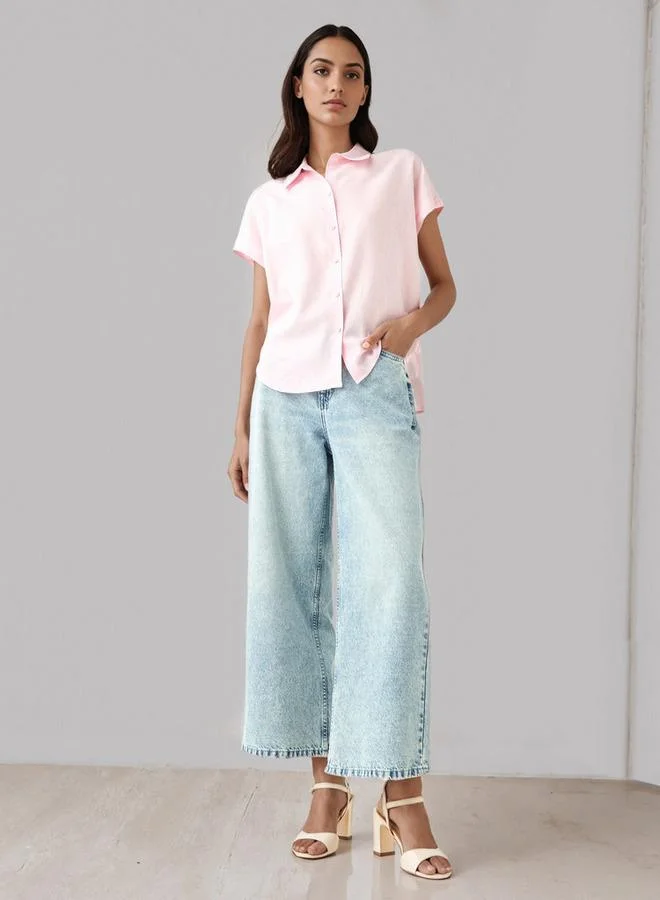 سبلاش فيڤ قميص كتان بقصة عادية