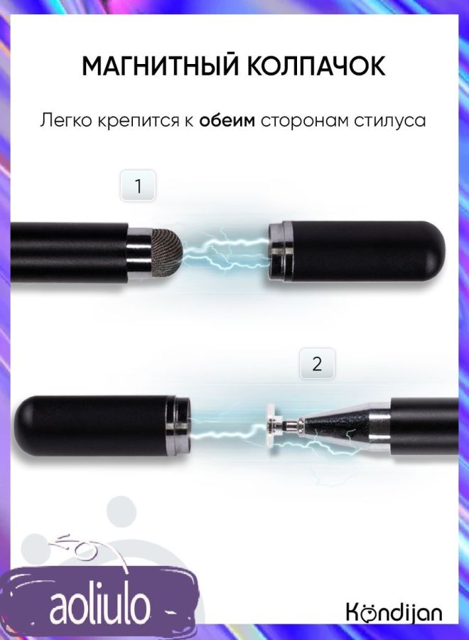 Magnetic touch capacitive pen, universal model, suitable for mobile phones, tablets, handwritten touch screen pen, black. - Image 2