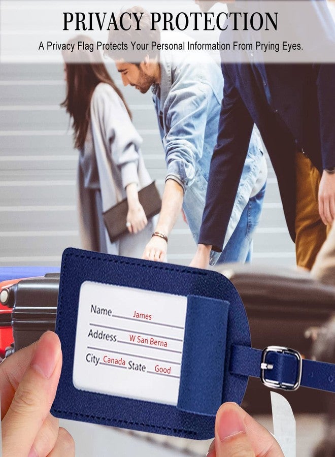 Linist Passport Holder and Luggage Tags, 1 Pcs PU Passport Holder Set Luggage Label Identifiers Name and Address Tags for Bags,Passport Holder case (Navy Blue) - Image 4