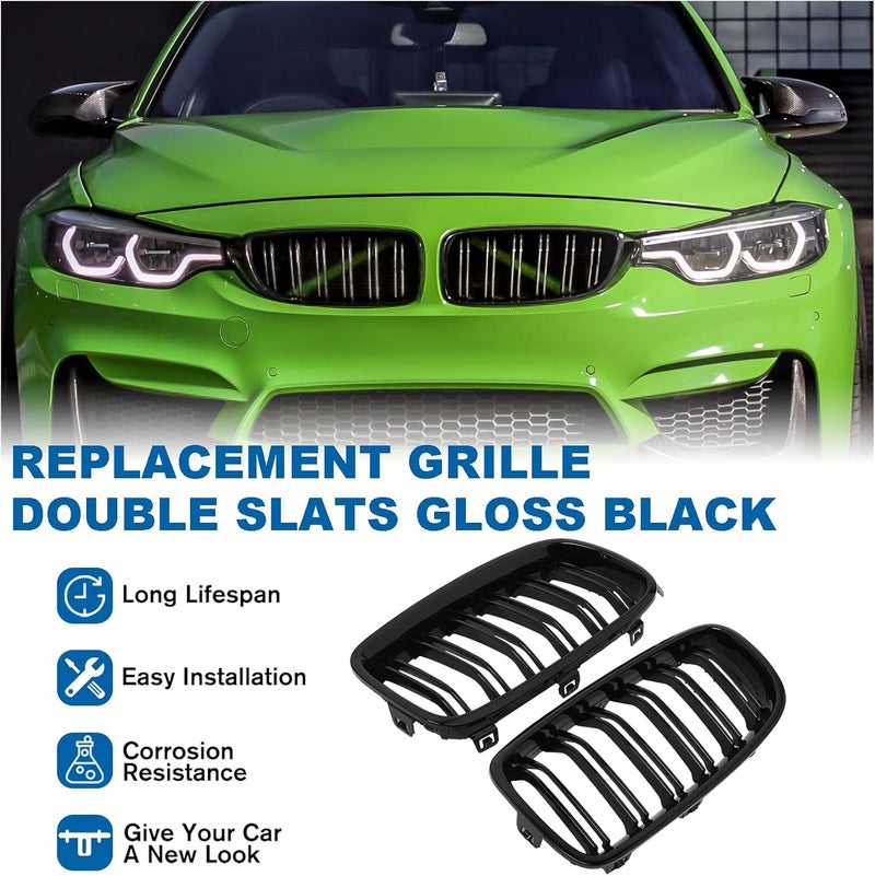 BILLDIO F30 Black Kidney Grille - Double Slats for 2012-2018 BMW 3 Series F30 F31 - Image 2