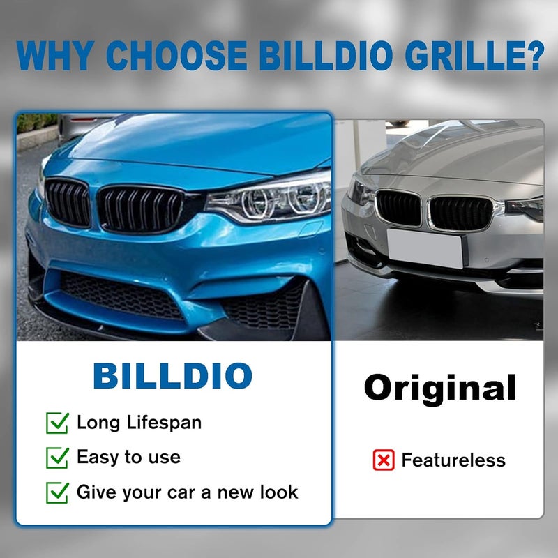 BILLDIO F30 Black Kidney Grille - Double Slats for 2012-2018 BMW 3 Series F30 F31 - Image 5