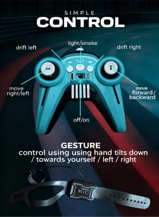 Gesture Sensing RC Stunt Car Toys for Kids - Birthday Gifts for Boys Girls Ages 6+, 360° Rotate Drift Hand Controlled Remote Control Car with Light Spray - view 4